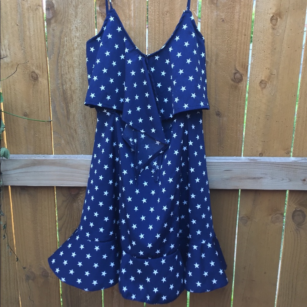 Navy Blue Large Dress with Star Pattern